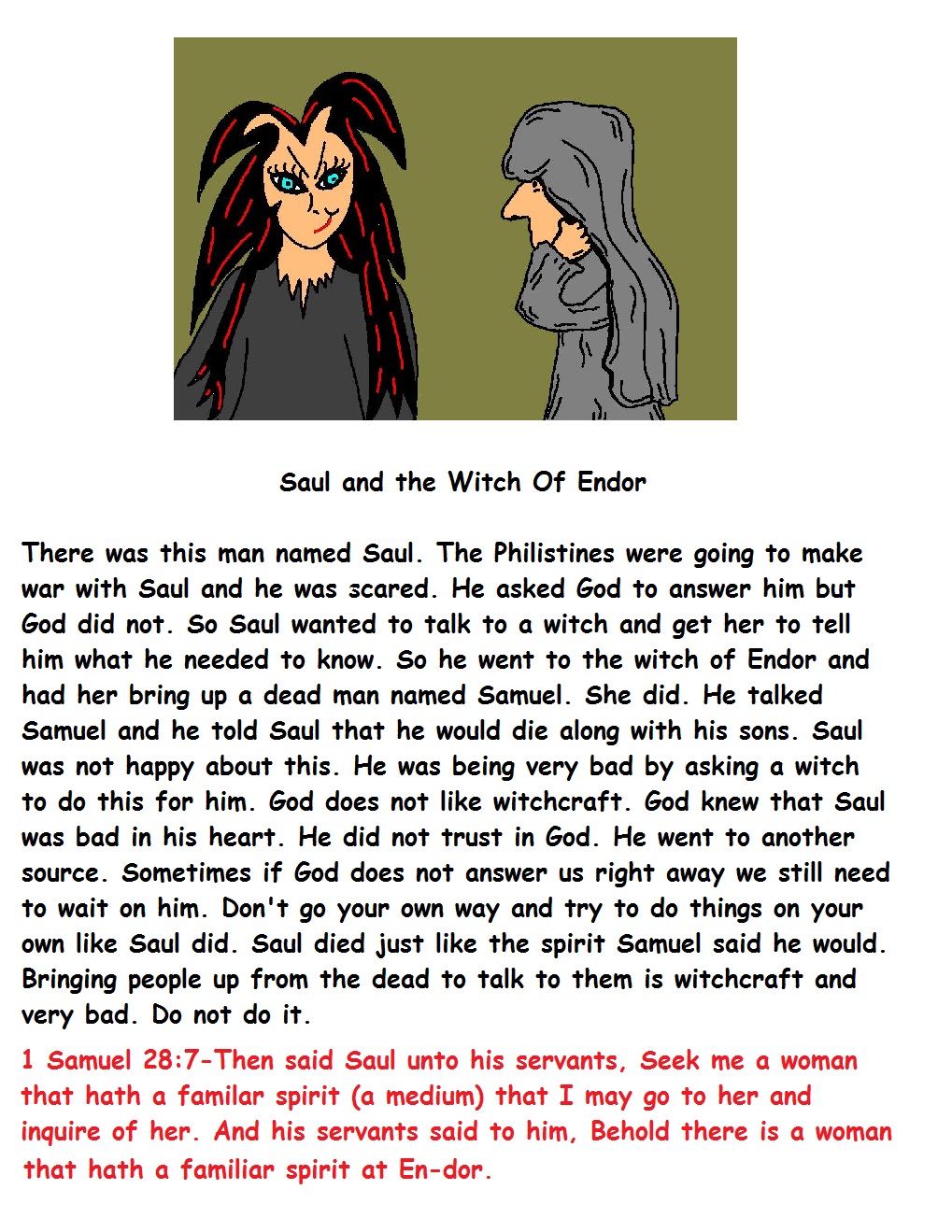 Saul and The Witch Of Endor Sunday School Lesson